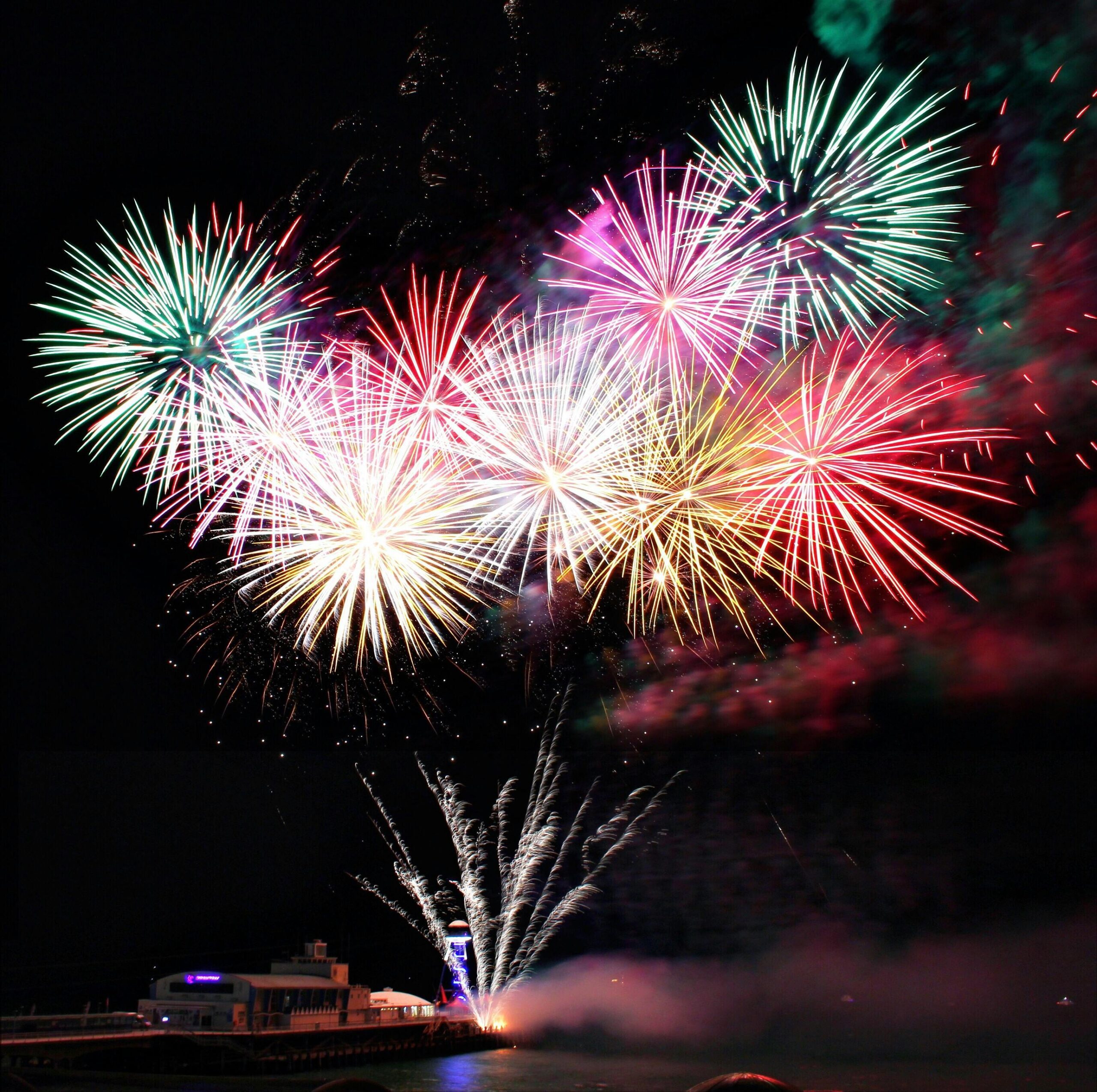 fireworks over water