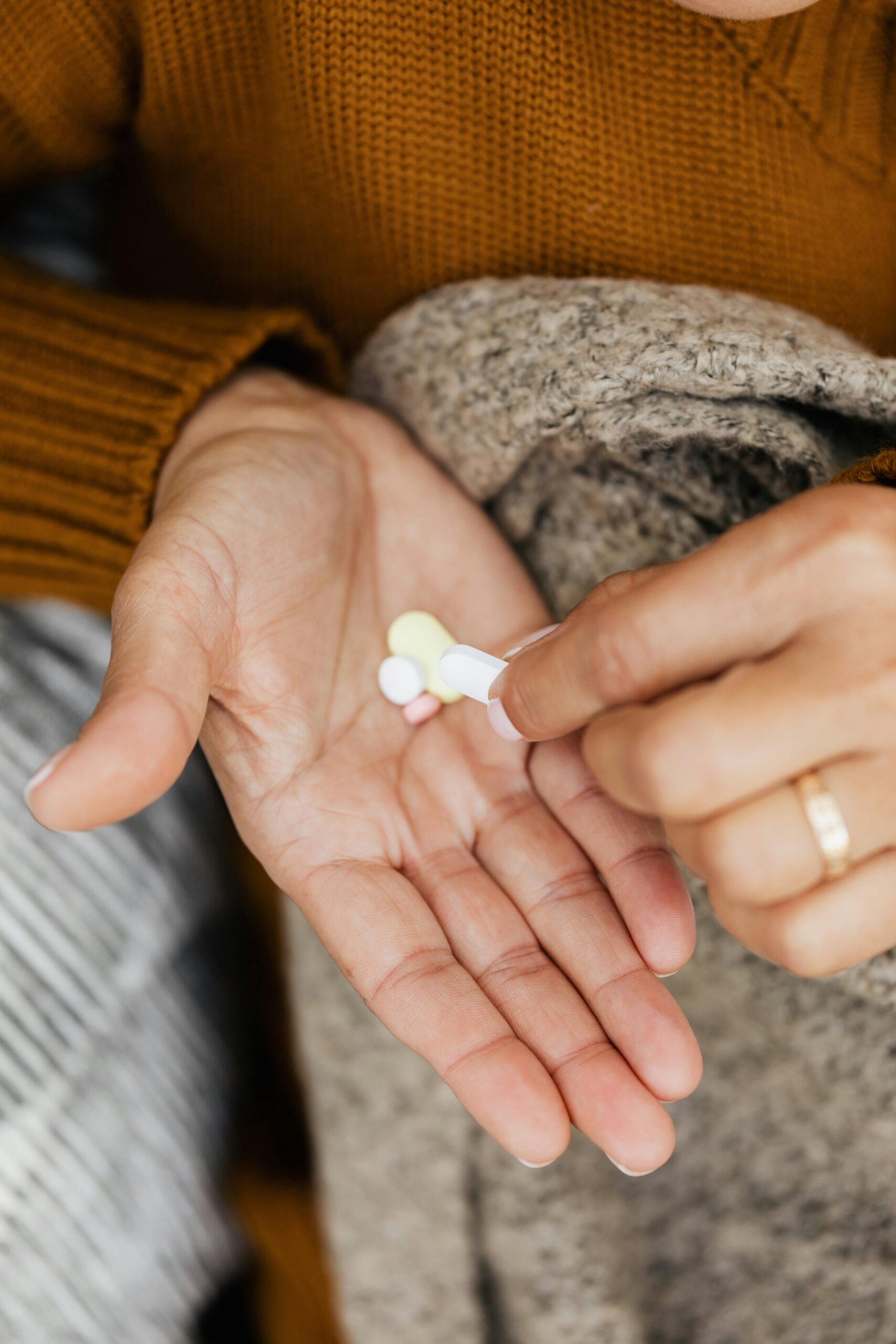 medication in palm of hand