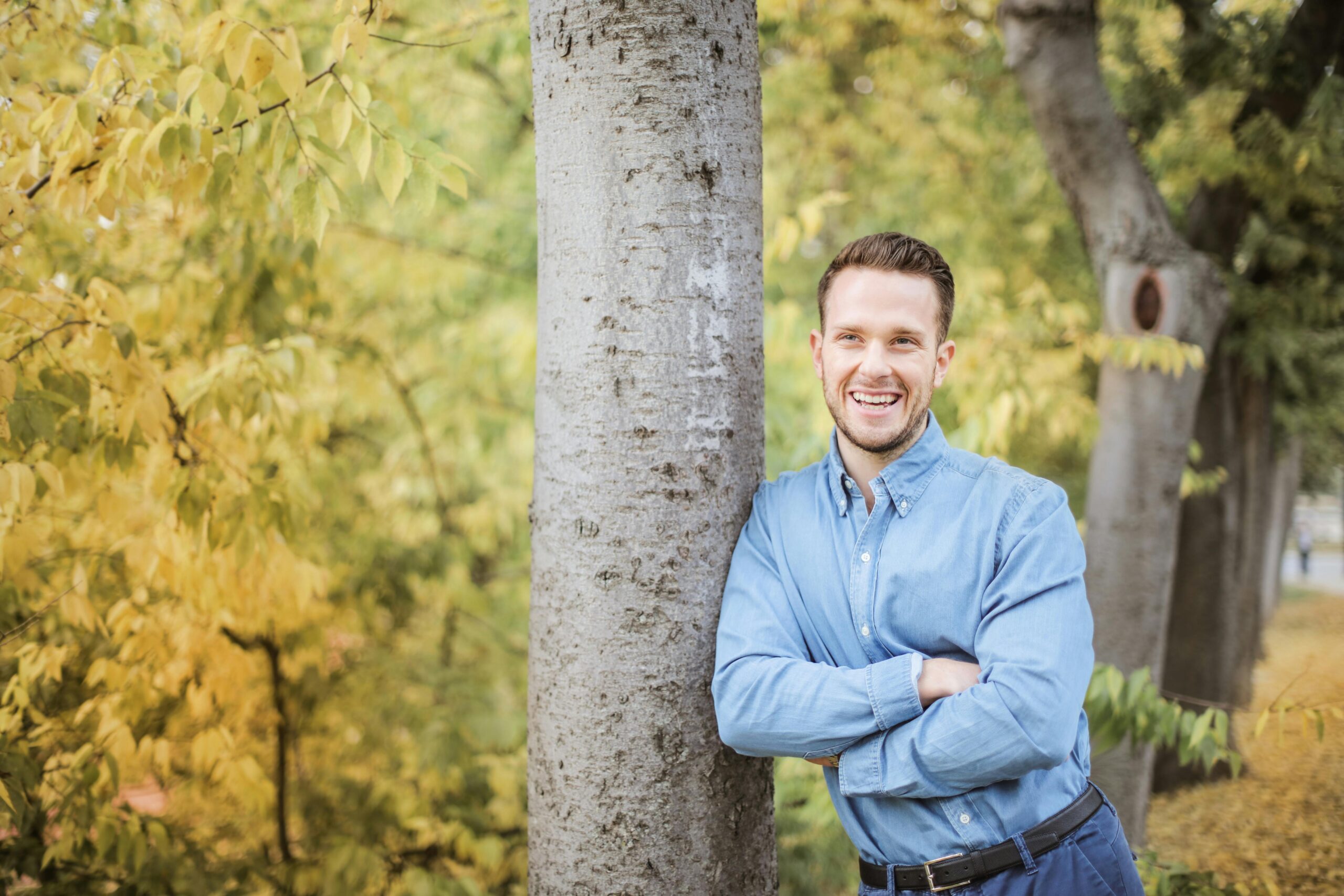 Man being grateful in nature